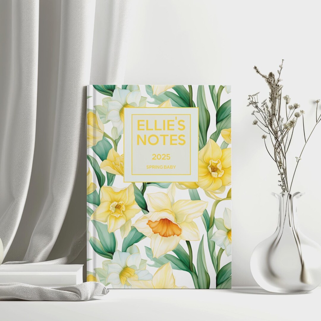 Personalised March Birth Month Flower Notebook, Daffodil Pattern ...