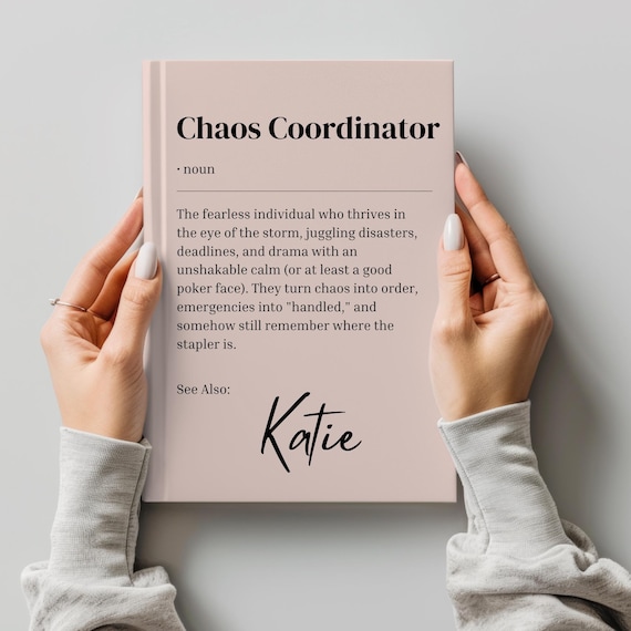 Funny Personalised Chaos Coordinator Notebook  Co-worker Gift, , New Year Gift for colleague, Work Secret Santa