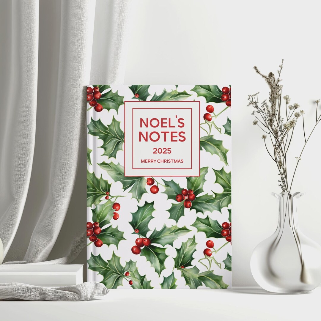 Personalized December Birth Month Flower Notebook, Holly Pattern ...