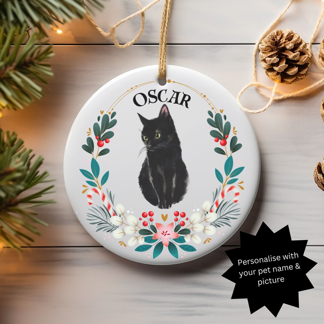 Personalised Cat Christmas Tree Ornament, Bauble, Gift for Cat Lovers, Cat Ornament, Tree