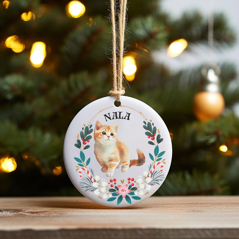Personalised Cat Christmas Tree Ornament, Bauble, Gift for Cat Lovers