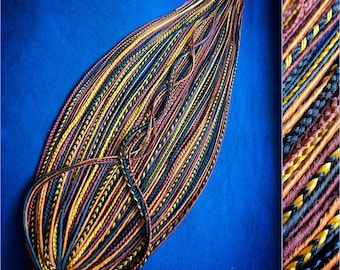 Extensiones de rastas SE/DE de color marrón anaranjado, rastas sintéticas de ganchillo de una y dos puntas estilo boho vikingo, set de cabello hecho a mano para festivales y cosplay.