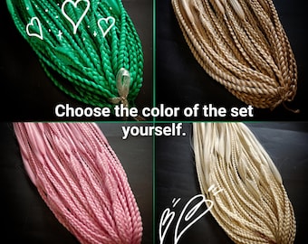 Conjunto de trenzas Boho Mix, trenzas senegalesas texturizadas hechas a mano, extensiones de cabello bohemias con puntas sueltas, estilo protector para festivales con color personalizado.