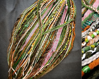 Rastas y trenzas vikingas bohemias otoñales, extensiones de cabello sintético SE DE, conjunto de cabello ombré de ganchillo hecho a mano, estilo bohemio para festivales.