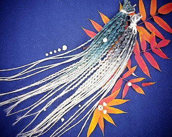 Rastas degradadas verdes y negras, conjunto de rastas sintéticas estilo boho vikingo, rastas de ganchillo SE/DE, extensiones de rastas texturizadas hechas a mano para festivales y cosplay.