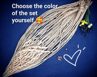 Set de extensiones de cabello Boho Mix, trenzas senegalesas hechas a mano, trenzas texturizadas y trenzas de puntas sueltas, rastas sintéticas SE/DE de ganchillo de color personalizado.