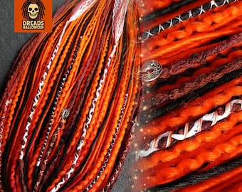 Extensiones de cabello bohemias para Halloween DE SE: conjunto de rastas y trenzas naranjas y marrones, cabello sintético para festivales bohemios, trenzas de rastas de jengibre DE SE