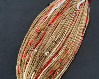 Honey Blonde Ginger Dreadlock Extensions, Boho Viking Dreads & Braids, SE DE Synthetic Ombre Dreads, Festival Fantasy Hair