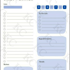 Blue Fillable Daily Planner