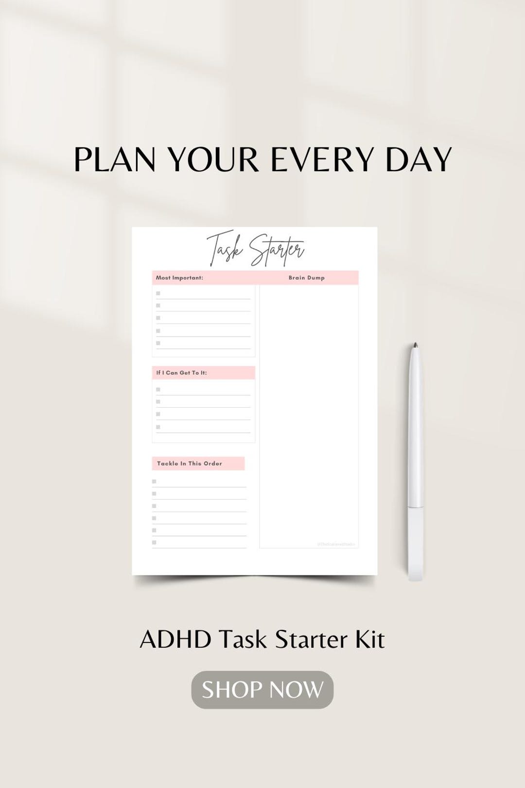 ADHD Task Starter Kit — Printable Daily Planner for Beating ...