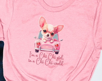 Chihuahua Dog Shirt, cute pink chihuahua, chihuahua mom gift, chihuahua lover, white short haired chihuahua dog puppy unisex t-shirt