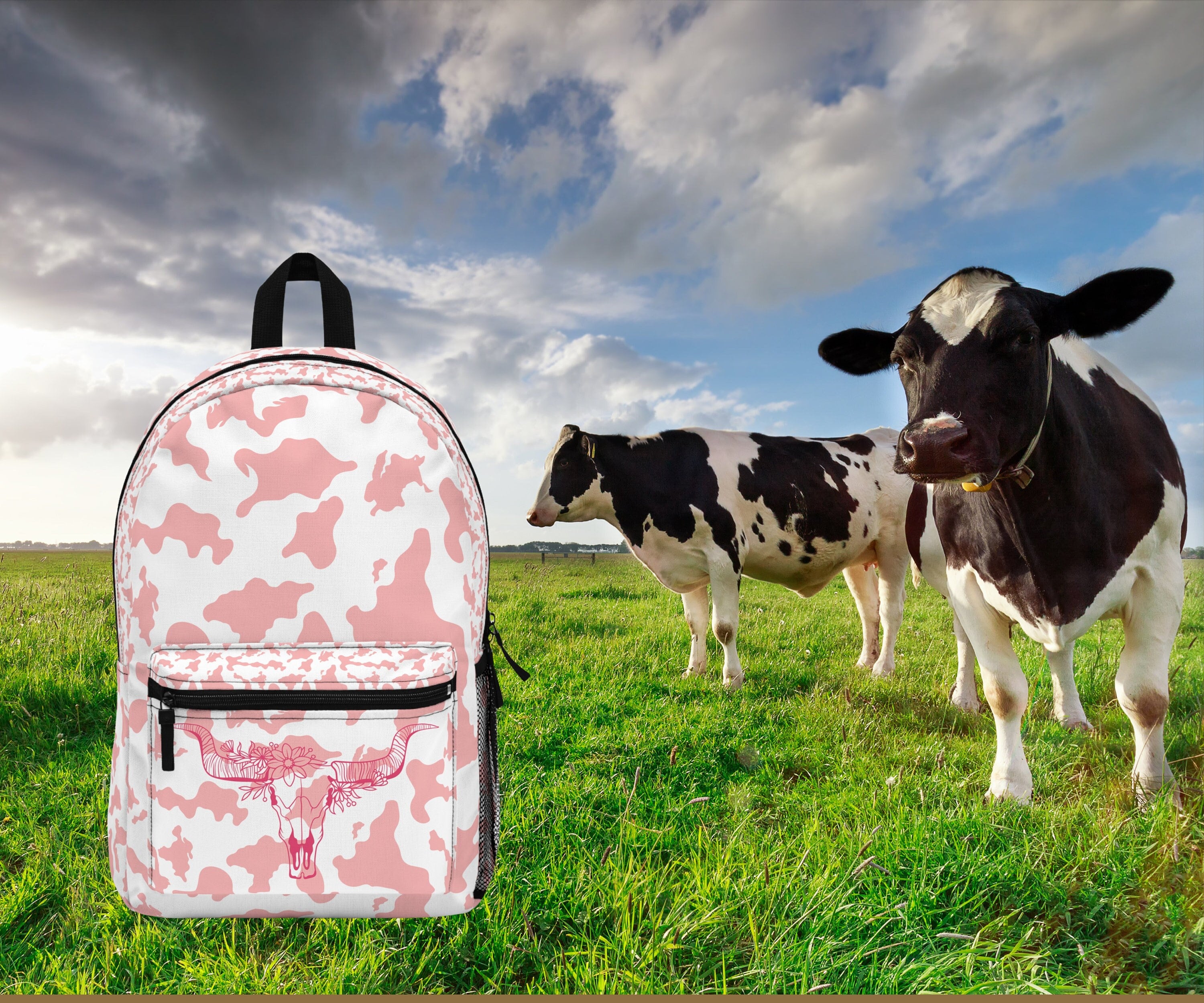 north face cow print backpack Showman Main compartment includes a padded compartment for electronics Pink Cow Print Backpack, Longhorn