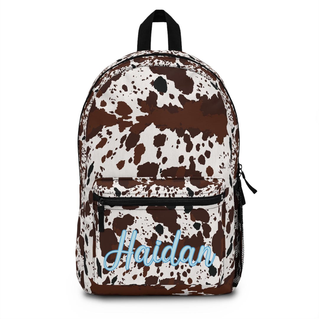 Customizable Cow Print Backpack, Black and Brown Cow Pattern With ...