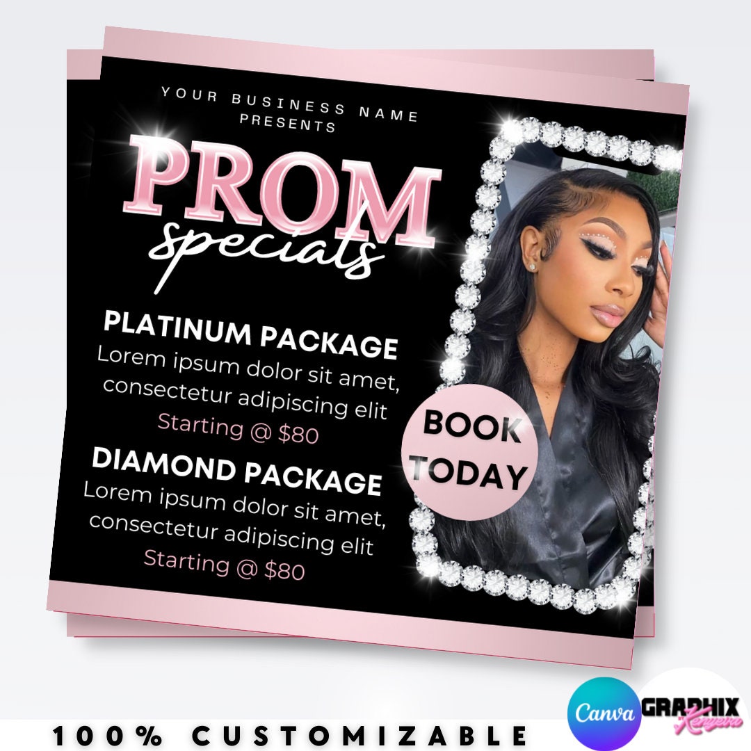 Prom Makeup Flyer Prom Makeup MUA Flyer Prom Season Canva Etsy