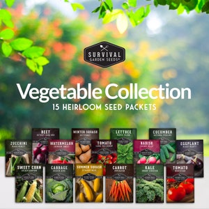 Vegetable Seed Collection - 15 heirloom vegetable seed packets