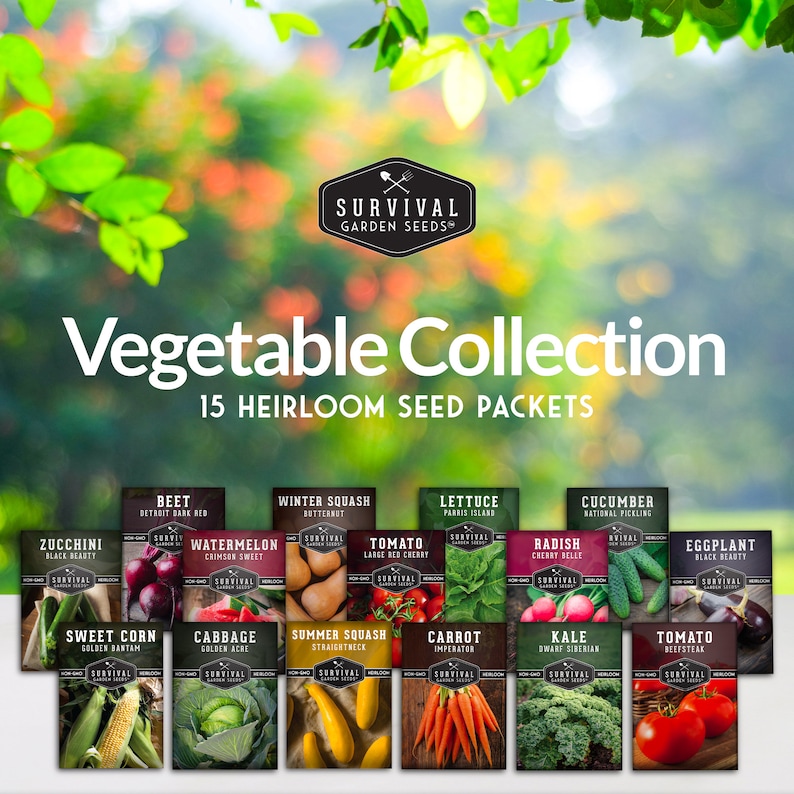 Vegetable Seed Collection - 15 heirloom vegetable seed packets