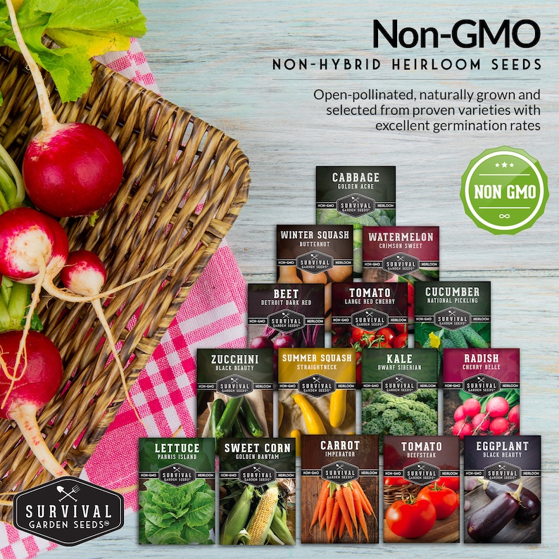 Non-GMO non-hybrid heirloom vegetable seeds for your survival garden