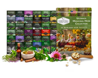 Ultimate Medicinal Herb Seed Collection - 36 Packets of Heirloom Medicinal Herb Seeds