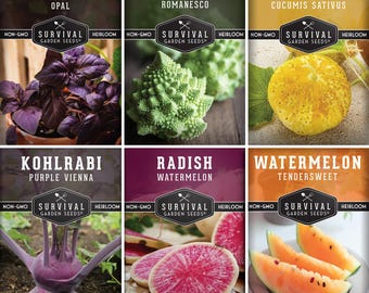 Exotic Vegetable Seed Collection: Heirloom Basil, Radish, Kohlrabi & More