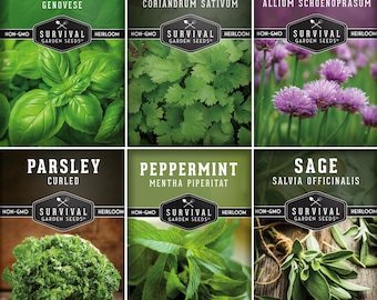 Hydroponic Herb Seed Collection - 6 Heirloom Herbs for Aerogarden and Other Hydroponic Growing Systems