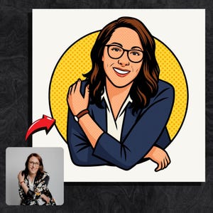 Custom Pop Art Portrait, Cartoon Drawing from Photo, Social Media Profile Photo