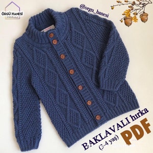 Checkered Cardigan Patern (Baklavali Hirka Tarifi) PDF Turkish