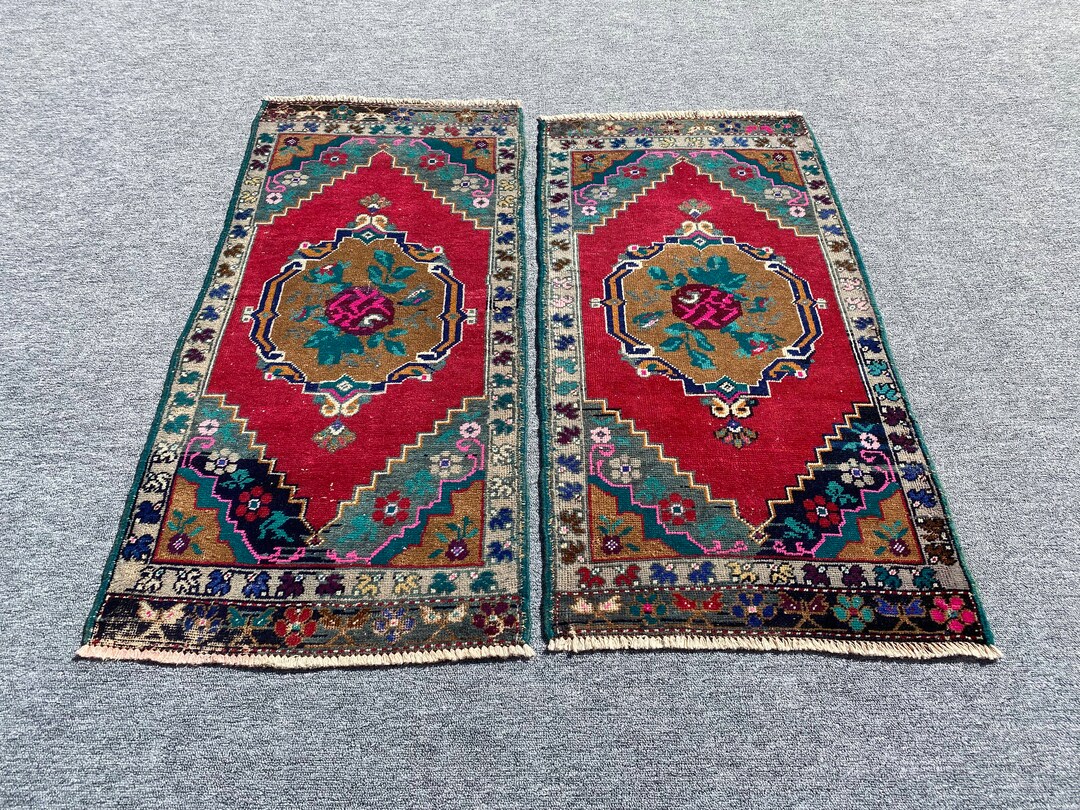 Front And Back Handmade Rug Set of Pair Rugs, Vintage Door Mat, Handmade Rugs, Gift Rugs, Two Rugs ...