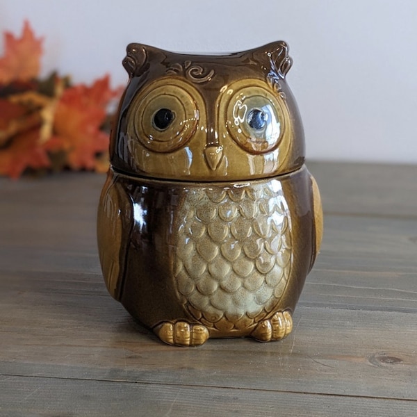 Gibson Home Owl Cookie Jar Canister 8" H Vintage Collectible