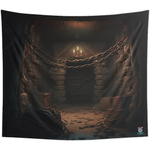 Dungeon Chain Corridor Scene Backdrop Tapestry| Game Room Backdrop | Fantasy Background | Wall Hanging Tapestry
