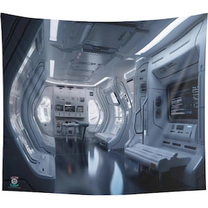 Space Station Lab Backdrop Tapestry| Game Room Backdrop | Fantasy Background | Wall Hanging Tapestry