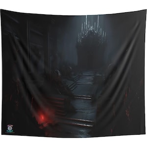 Dark Ones Throne Room Backdrop Tapestry| Game Room Backdrop | Fantasy Background | Wall Hanging Tapestry