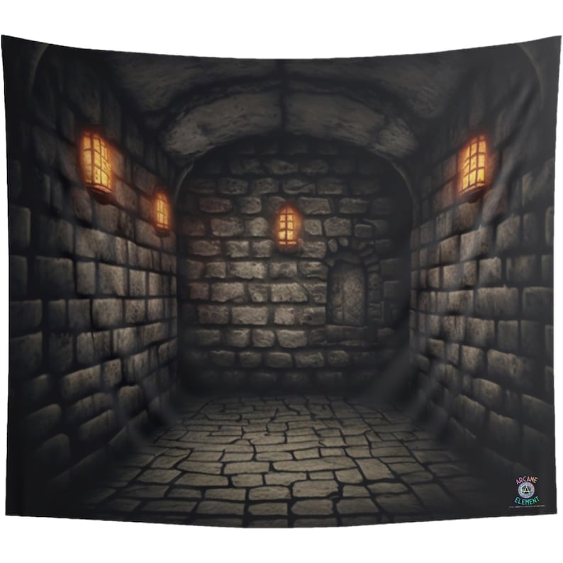 Dungeon Wall Scene Backdrop Tapestry| Game Room Backdrop | Fantasy