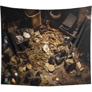 Treasure Cache Backdrop Tapestry| Game Room Backdrop | Fantasy Background | Wall Hanging Tapestry