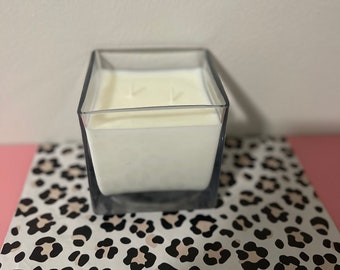 Thick cubed upcycled vessel candle