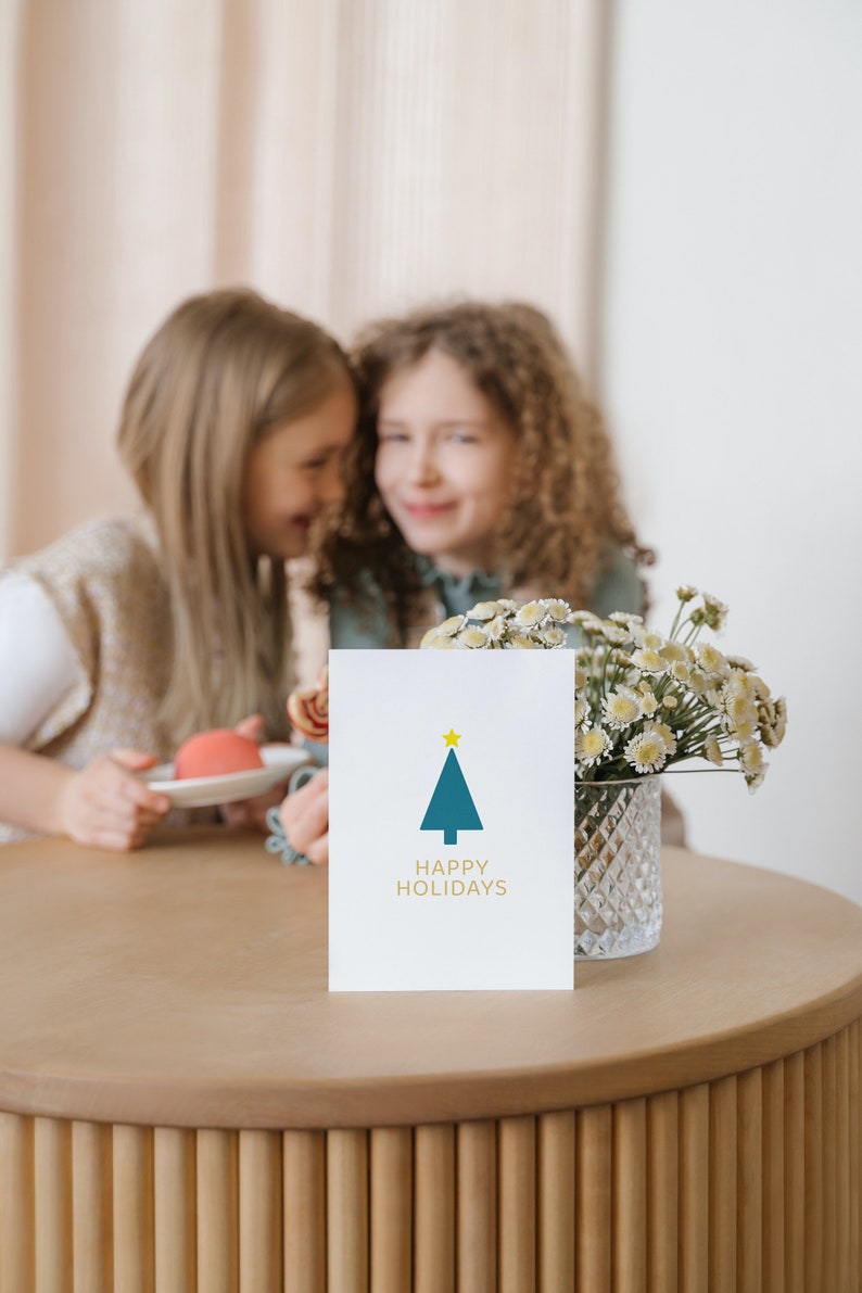 Printable Christmas Tree Card, Minimalist Christmas Tree, Digital ...