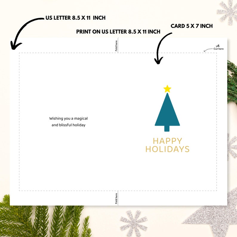 Printable Christmas Tree Card, Minimalist Christmas Tree, Digital ...