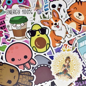 Paquete de 50 pegatinas de vinilo lindas para adolescentes, impermeables, para Hydro Flask, computadora portátil, automóvil, diario, monopatín, maleta, bicicleta, snowboard, cuaderno
