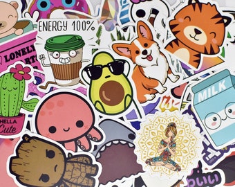 50 Cute Teen Girl Vinyl Stickers Pack Waterproof for Hydro Flask, Laptop, Car, Journal, Skateboard, Suitcase, Bicycle, Snowboard, Notebook