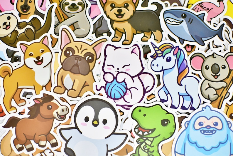 50 Cute Animal Girl Vinyl Stickers Pack Waterproof for Hydro Flask ...