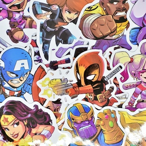 Paquete de 50 pegatinas de vinilo de dibujos animados de anime de videojuegos de superhéroes impermeables para Hydro Flask, coche, ordenador portátil, monopatín, maleta, bicicleta, snowboard