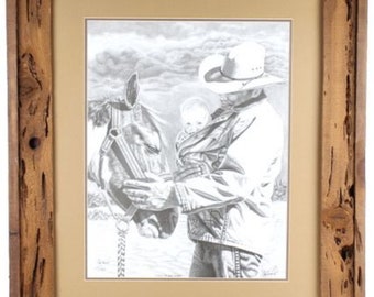 Glen Powell "Close to the Heart" Large Signed Limited Edition Lithograph in Custom Frame Rustic Western Wall Art