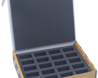 Liten ask i halv storlek för 20 miniatyrer på 25 mm baser