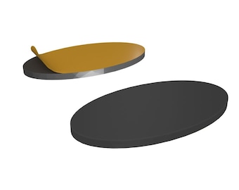 Självhäftande magnetiska folieklistermärken för magnetisering av ovala 75mmx42mm baser med ihålig botten