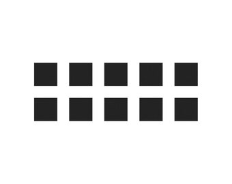 May include: A black and white grid pattern with ten squares arranged in two rows of five.