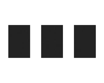 May include: Three black rectangular shapes arranged horizontally in a row.