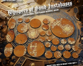 Whispers of Sand – Färdiga sceniska baser för miniatyrer (alla storlekar) · Instabaser (ingen målning krävs)
