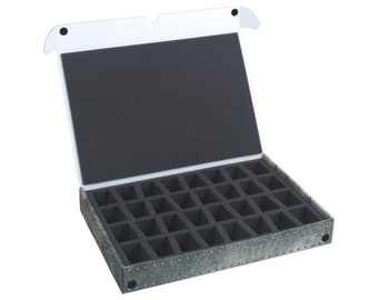 Caja estándar de tamaño completo para 32 miniaturas en bases de 40 mm