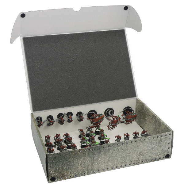 Boîte XL pleine grandeur pour miniatures magnétiques + plaque métallique à l’arrière de la boîte
