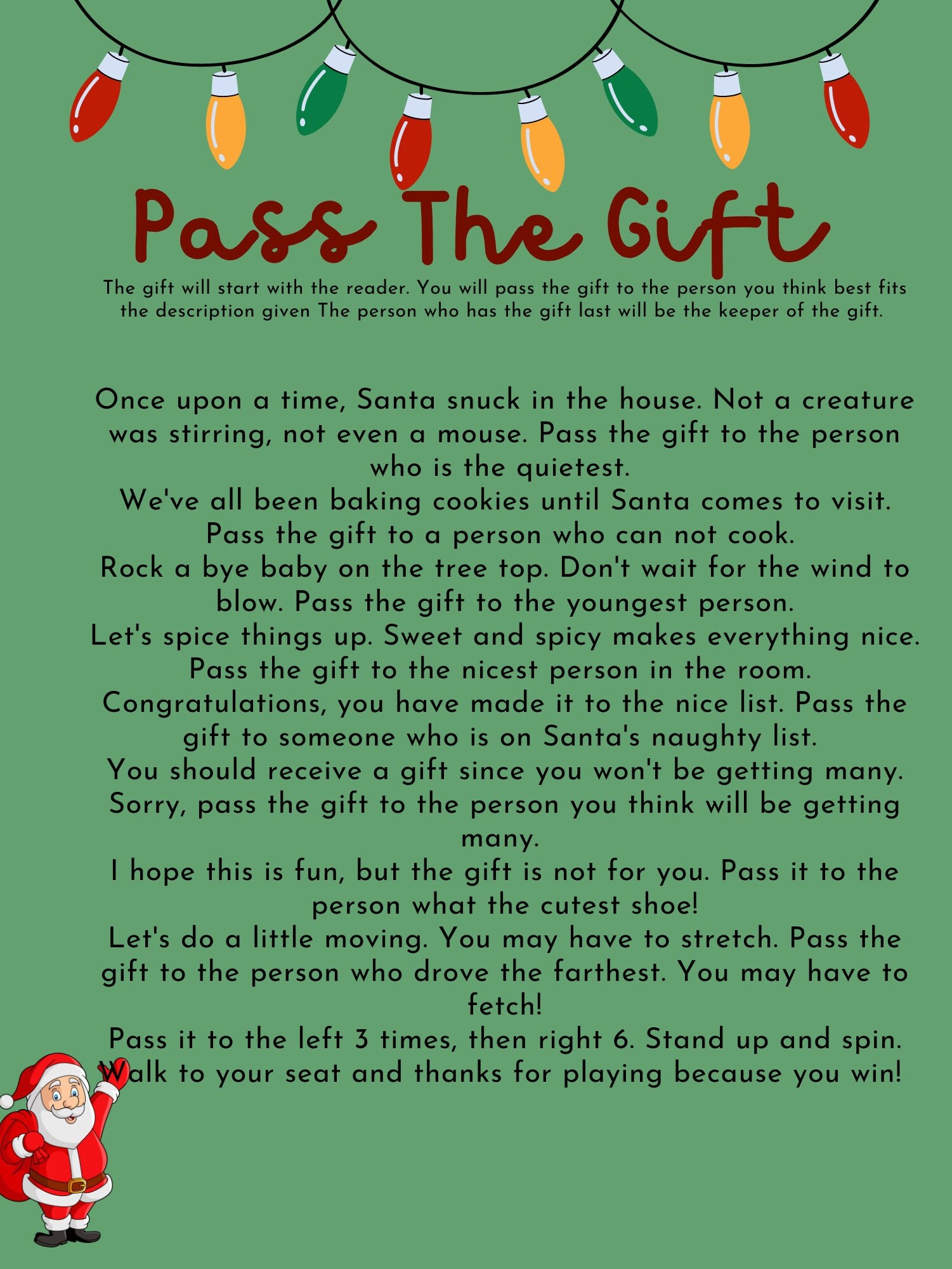 Christmas Pass the Gift Game - Etsy