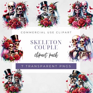 Skelett Paare Clipart, Skelett Clipart, Skelett Paar, Skelett Hochzeit, kommerzielle Nutzung, Skelett Paar Clipart, 7 PNG 300 dpi